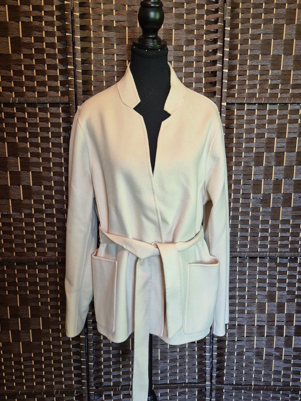 Women's Cream Belted Coat